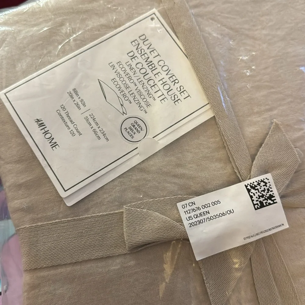 LINEN-BLEND/QUEEN DUVET COVER SET‎